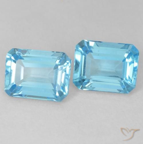 Gemas de Topacio Azul Suizo natural de 3.91 ct, Corte Octágono / Esmeralda, VVS-VS