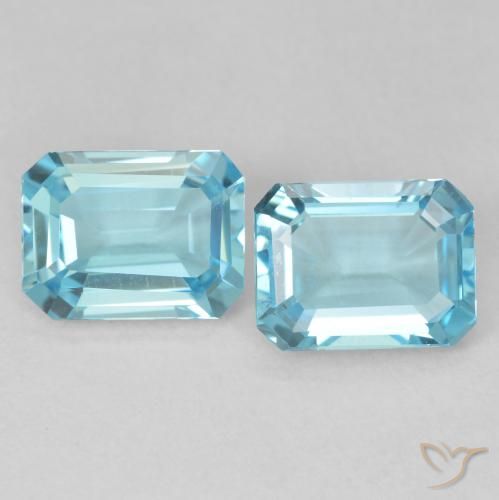 3.32ctw Natural Azul cielo claro Topacio, corte esmeralda, VVS-VS