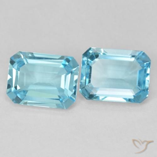 Gemas de Topacio Azul cielo claro natural de 3.32 ct, Corte Octágono / Esmeralda, VVS-VS