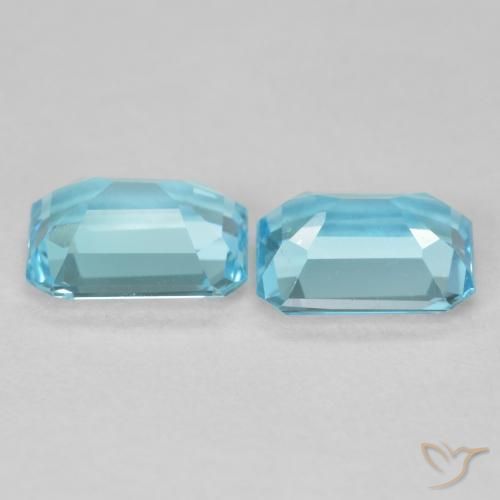 Gemas de Topacio Azul cielo claro natural de 3.32 ct, Corte Octágono / Esmeralda, VVS-VS