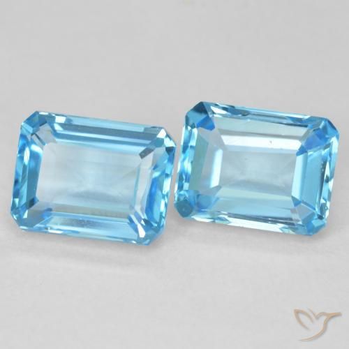 Gemas de Topacio Azul Suizo natural de 4.00 ct, Corte Octágono / Esmeralda, VVS