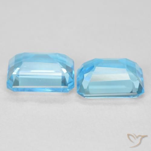 Gemas de Topacio Azul Suizo natural de 4.00 ct, Corte Octágono / Esmeralda, VVS