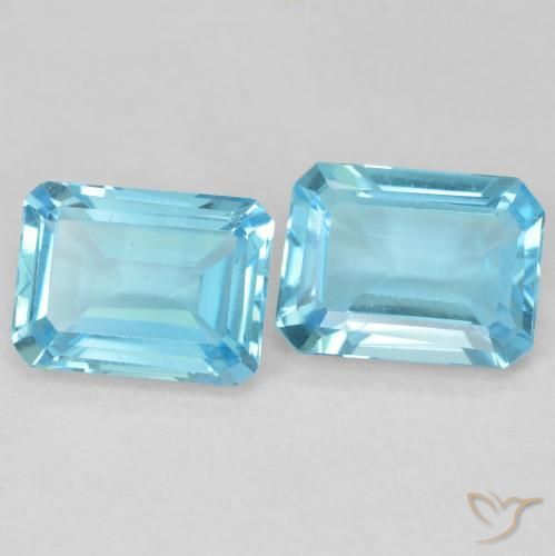 Gemas de Topacio Azul claro natural de 3.60 ct, Corte Octágono / Esmeralda, VVS