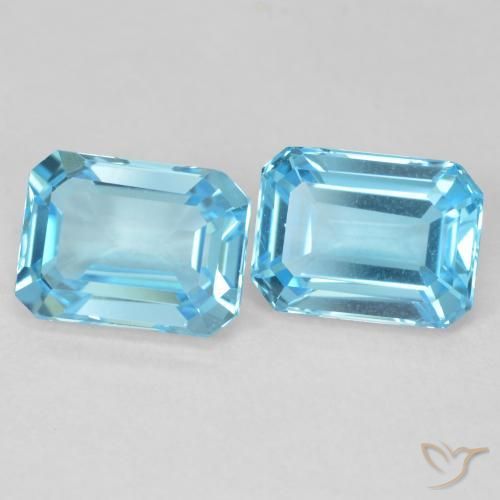 Gemas de Topacio Azul Suizo natural de 4.05 ct, Corte Octágono / Esmeralda, VVS