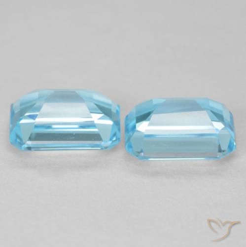 Gemas de Topacio Azul Suizo natural de 4.05 ct, Corte Octágono / Esmeralda, VVS