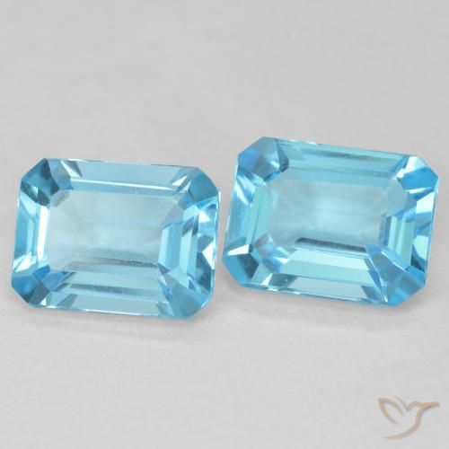 Gemas de Topacio Azul Suizo natural de 3.62 ct, Corte Octágono / Esmeralda, VVS