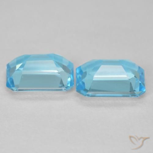 Gemas de Topacio Azul Suizo natural de 3.62 ct, Corte Octágono / Esmeralda, VVS
