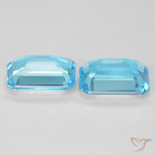 Gemas de Topacio Azul Suizo natural de 3.66 ct, Corte Octágono / Esmeralda, VVS