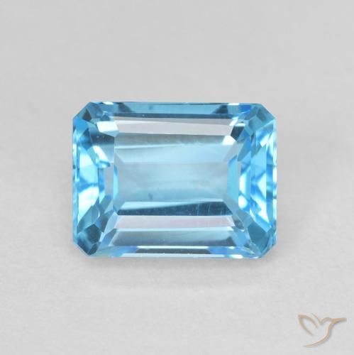 2.18ct Natural Azul Suizo Topacio, corte esmeralda, VVS