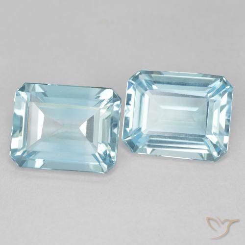 Gemas de Topacio Azul Cielo natural de 7.33 ct, Corte Octágono / Esmeralda, VVS-VS