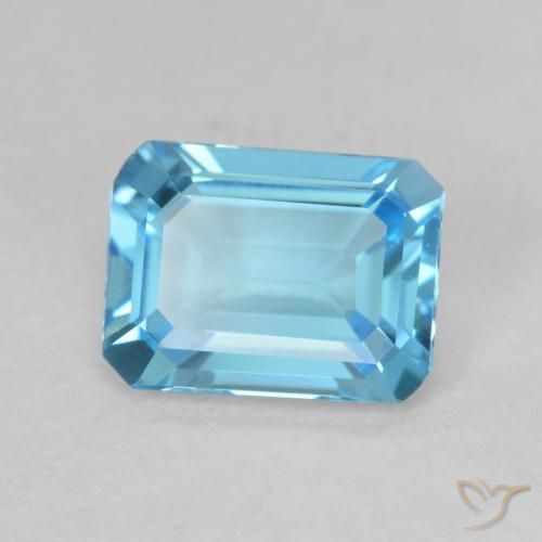 Topacio Azul Suizo natural de 1.74 ct, Corte Octágono / Esmeralda, VVS