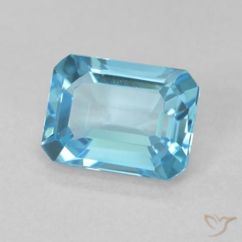 Topacio Azul Suizo natural de 1.93 ct, Corte Octágono / Esmeralda, VVS