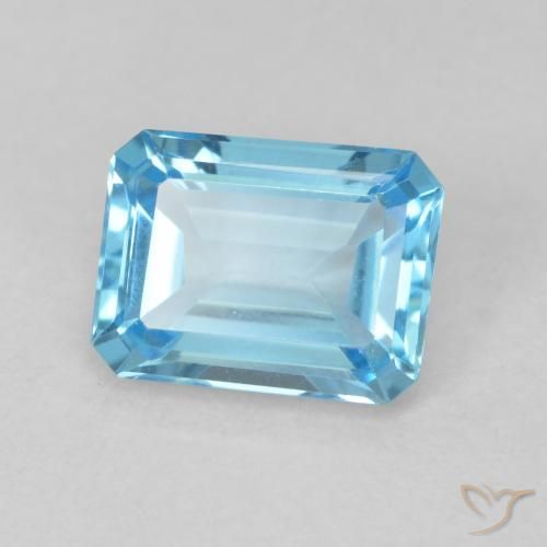 Topacio Azul Suizo natural de 1.77 ct, Corte Octágono / Esmeralda, VVS