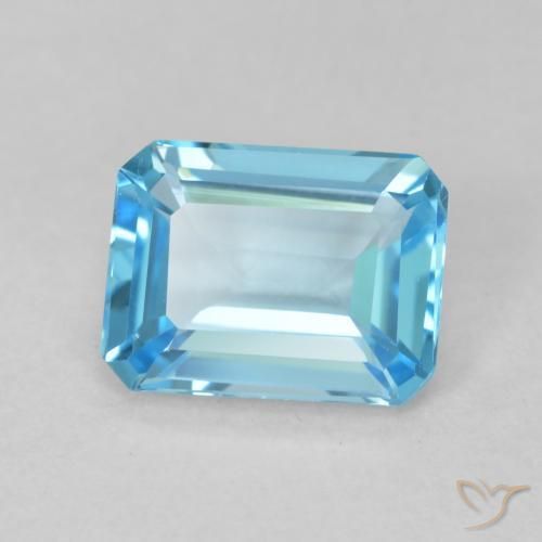 Topacio Azul Suizo natural de 1.75 ct, Corte Octágono / Esmeralda, VVS