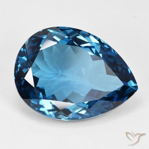 Topacio Azul Londres natural de 46.46 ct, En forma de pera, IF