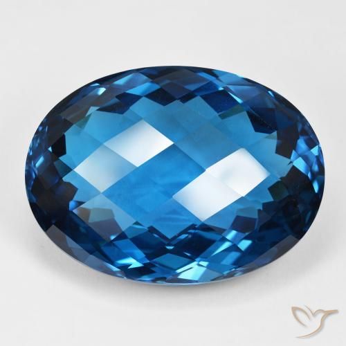 107.50ct Natural Azul Londres Topacio, Ovalada, IF