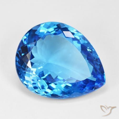 Topacio Azul azur intenso natural de 55.81 ct, En forma de pera, IF