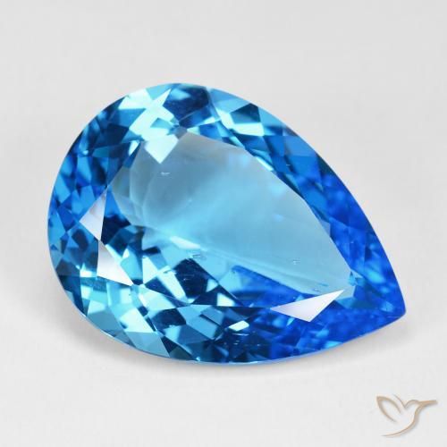 Topacio Azul suizo intenso natural de 29.39 ct, En forma de pera, VS