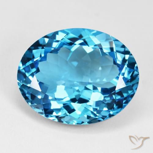 35.58ct Natural Azul Suizo Topacio, Ovalada, VVS