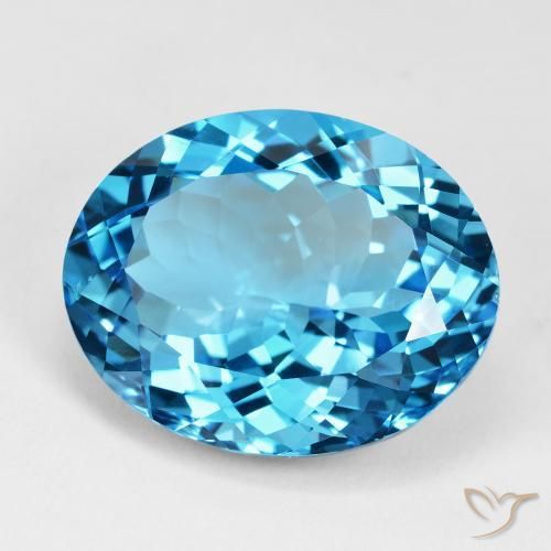 Topacio Azul Suizo natural de 35.58 ct, Ovalada, VVS