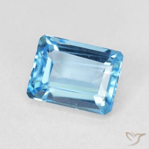 Topacio Azul Suizo natural de 2.31 ct, Corte Octágono / Esmeralda, VVS