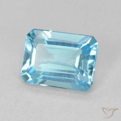 Topacio Azul Suizo natural de 1.90 ct, Corte Octágono / Esmeralda, VVS