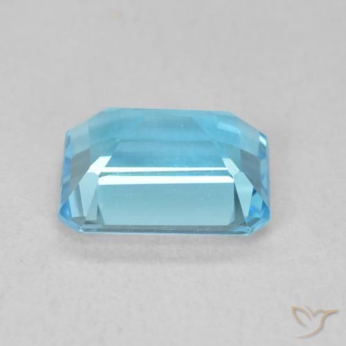 Topacio azul natural de 1,86 ct, corte esmeralda, VVS