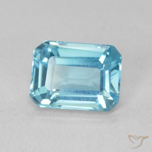 Topacio Azul Suizo natural de 1.78 ct, Corte Octágono / Esmeralda, VVS