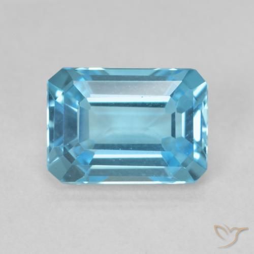 1.82ct Natural Azul Suizo Topacio, corte esmeralda, VVS