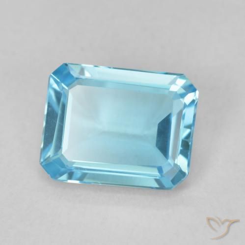 Topacio Azul Suizo natural de 1.72 ct, Corte Octágono / Esmeralda, VVS