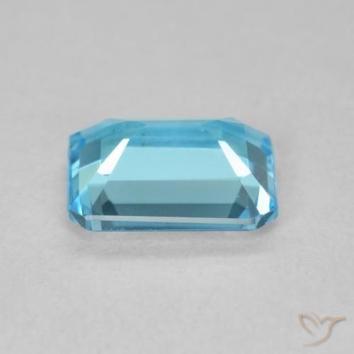 Topacio Azul Suizo natural de 1.72 ct, Corte Octágono / Esmeralda, VVS