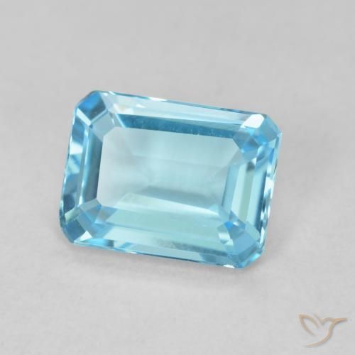 Topacio Azul Suizo natural de 1.64 ct, Corte Octágono / Esmeralda, VVS