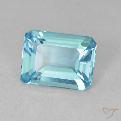 Topacio Azul Suizo natural de 1.70 ct, Corte Octágono / Esmeralda, VVS-VS