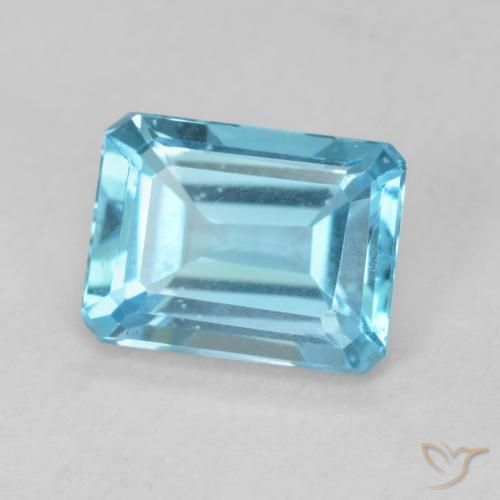 Topacio Azul Suizo natural de 1.98 ct, Corte Octágono / Esmeralda, VVS-VS
