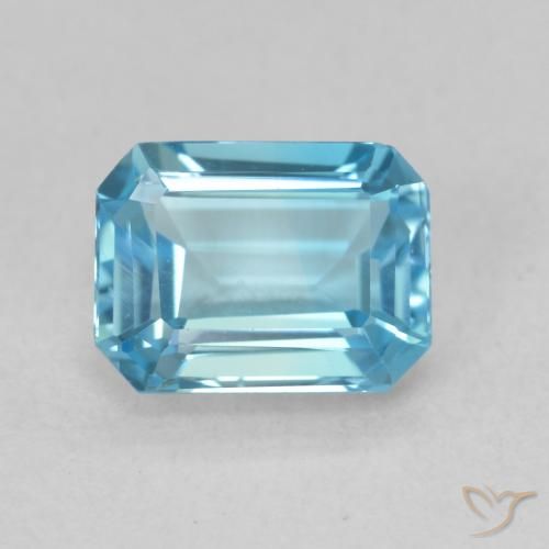 2.03ct Natural Azul Suizo Topacio, corte esmeralda, VVS