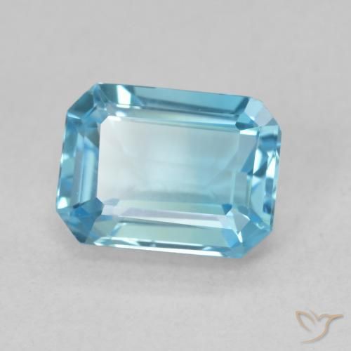 Topacio Azul Suizo natural de 2.03 ct, Corte Octágono / Esmeralda, VVS