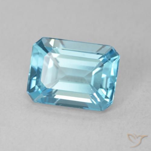 Topacio Azul Suizo natural de 1.74 ct, Corte Octágono / Esmeralda, VVS