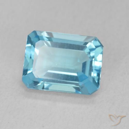 Topacio Azul Suizo natural de 1.74 ct, Corte Octágono / Esmeralda, VVS-VS