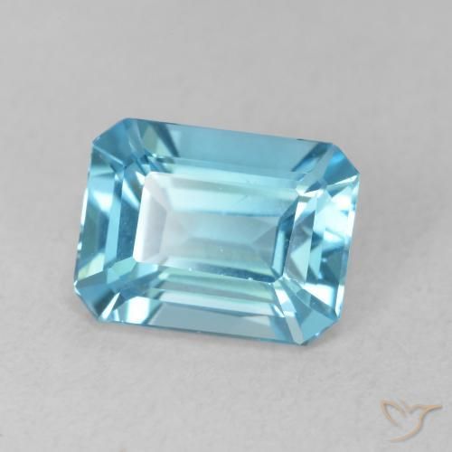 Topacio Azul Suizo natural de 1.81 ct, Corte Octágono / Esmeralda, VVS-VS