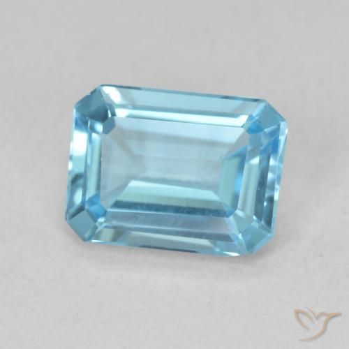 Topacio Azul Suizo natural de 1.74 ct, Corte Octágono / Esmeralda, VVS