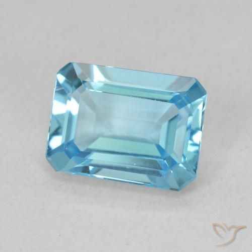 Topacio Azul Suizo natural de 1.94 ct, Corte Octágono / Esmeralda, VVS