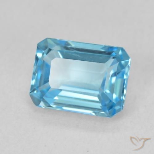 Topacio Azul Suizo natural de 2.05 ct, Corte Octágono / Esmeralda, VVS
