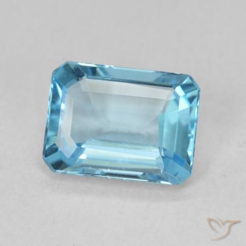 Topacio Azul Suizo natural de 1.76 ct, Corte Octágono / Esmeralda, VVS
