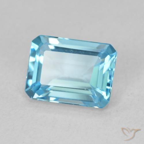 Topacio Azul Suizo natural de 1.85 ct, Corte Octágono / Esmeralda, VVS