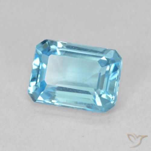 Topacio Azul Suizo natural de 1.80 ct, Corte Octágono / Esmeralda, VVS