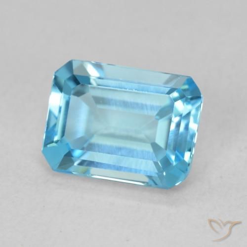 Topacio Azul Suizo natural de 1.93 ct, Corte Octágono / Esmeralda, VVS
