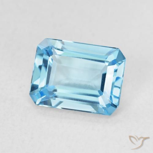 Topacio Azul Suizo natural de 1.84 ct, Corte Octágono / Esmeralda, VVS