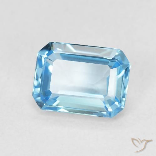 Topacio Azul Suizo natural de 1.80 ct, Corte Octágono / Esmeralda, VVS