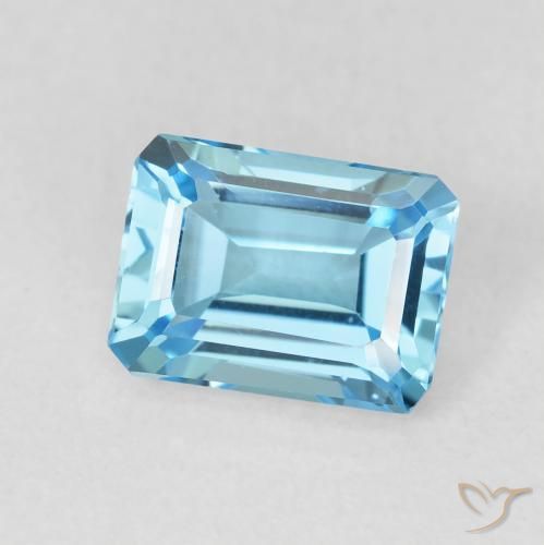 Topacio Azul Suizo natural de 2.04 ct, Corte Octágono / Esmeralda, VVS