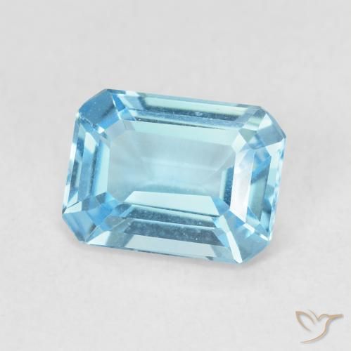 Topacio Azul Suizo natural de 1.88 ct, Corte Octágono / Esmeralda, VVS